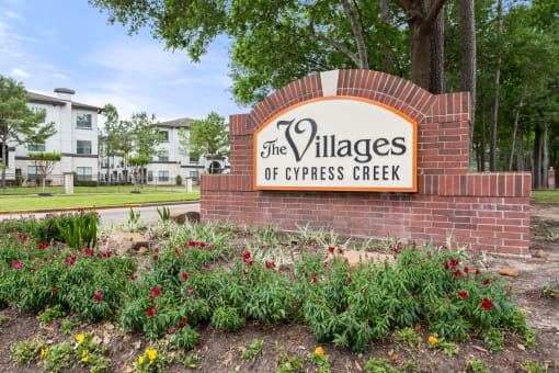 the villages of cypress creek apartments entrance sign at Villages of Cypress Creek, Texas, 77070