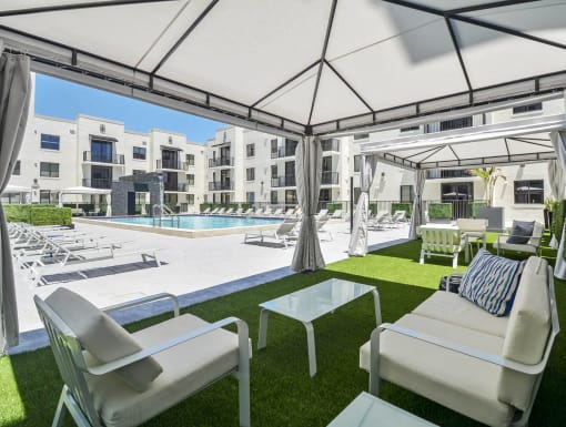 outdoor private cabana | District West Gables Apartments in West Miami, Florida