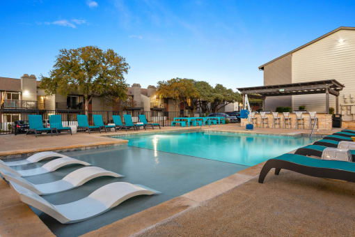 the swimming pool at the resort at governors crossing at South Lamar Village, Texas