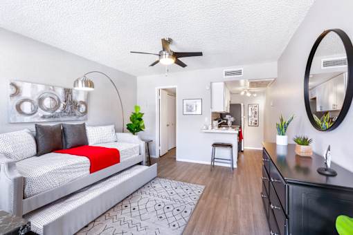 Stunning living room with kitchen at Aspire West Phoenix, Phoenix, AZ, 85031