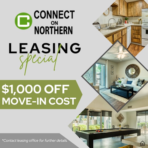 A flyer advertises a $1,000 off move-in cost for a leasing special. at Connect on Northern Apartments, Glendale, AZ