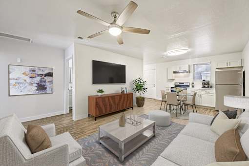 Living room with TV at Connect on University, Arizona
