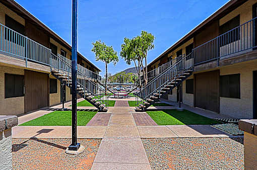 Long Walkway at Sahuaro West Apartments, Phoenix