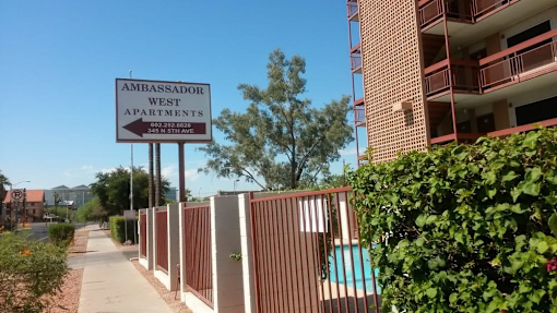 Sign at Ambassador West Apartments, Phoenix, Arizona