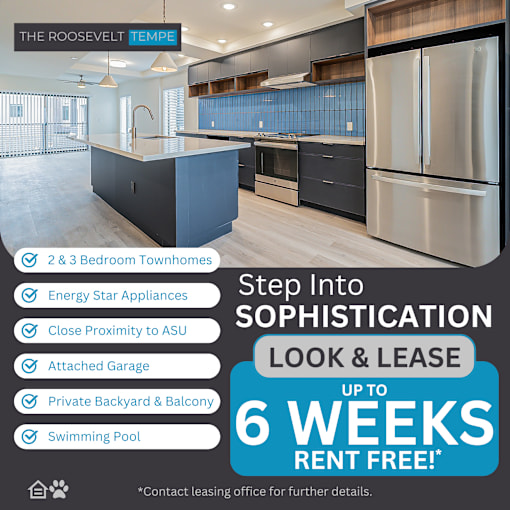 Roosevelt townhomes in Tempe up to 6 weeks rent free!*