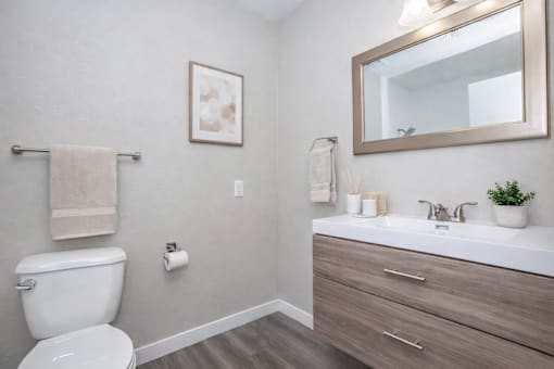 Bathroom with mirror at Homestead Chandler, Arizona, 85225