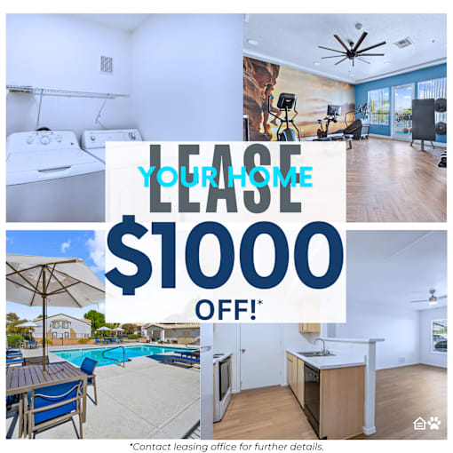 A collage of images showcasing a home with a lease offer of $1000 off.