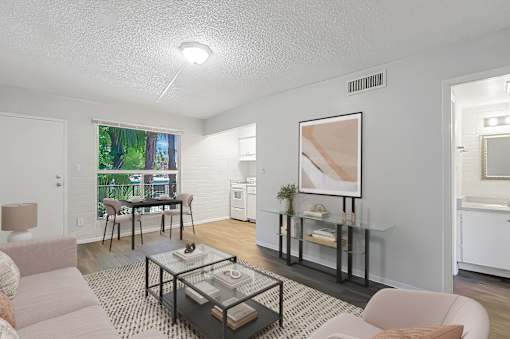 Living room with couch at The Link Apartments, Mesa, AZ