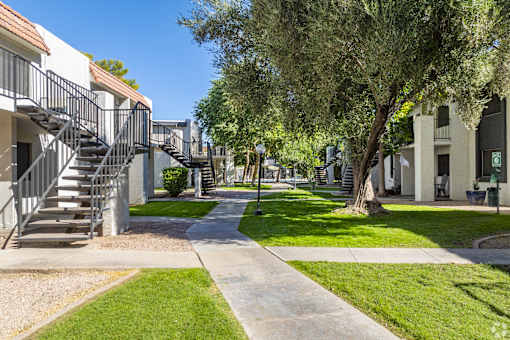 Grass and sidewalks in community