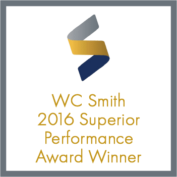 an image of the wc smith 2016 superior performance award winner logo