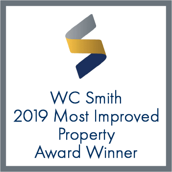 the logo for the 2019 most improved property award winner