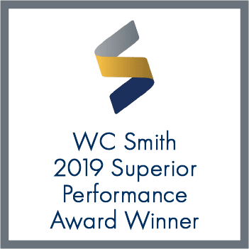 an image of the wc smith 2019 supporter performance award winner logo