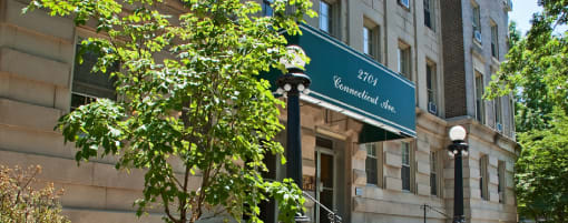 stone exterior of 2701 Connecticut apartments in washington dc
