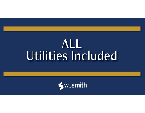 all utilities included logo on blue background