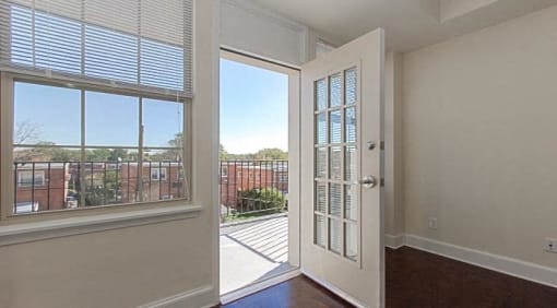 balcony with french doors at juniper courts apartments in takoma washington dc