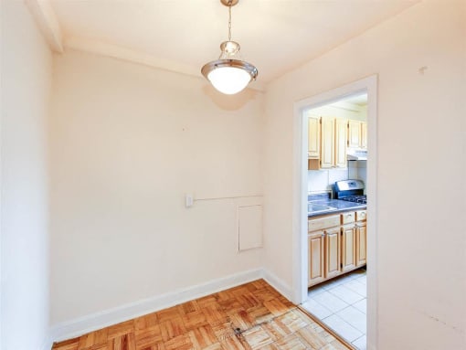 view of dining area and kitchen at the meridian park apartments in columbia heights washington dc