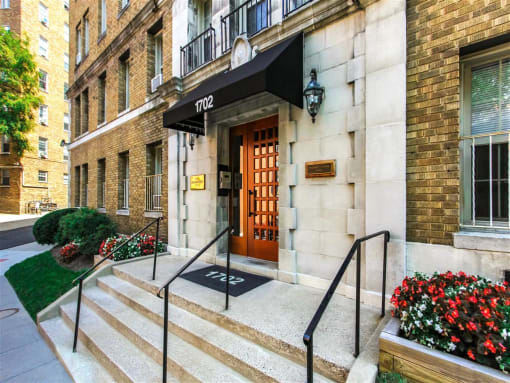 exterior front entrance at parkside apartments in washington dc