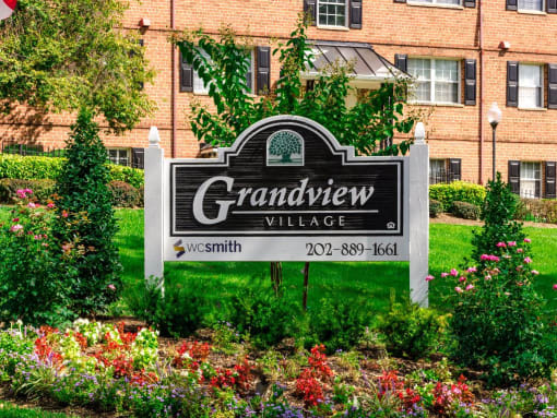 monument sign at grandview village apartments in shipley terrace washington dc