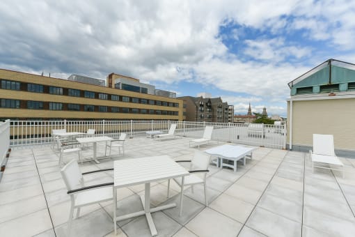 hilltop house apartment rooftop lounge with view of washington dc