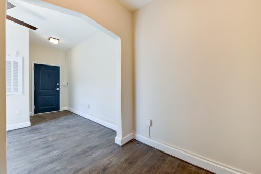 vacant living area with wood flooring at petworth station apartments in washington dc