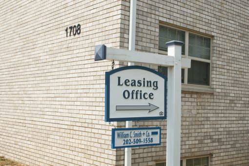 exterior of leasing office at t street apartments in washington dc.