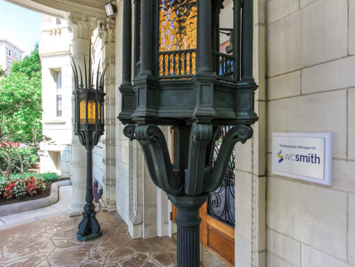 outside vintage architecture at norwood apartments in washington dc