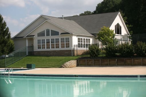 Clubhouse Exterior at St. Charles at Olde Court Apartments, Pikesville, Maryland
