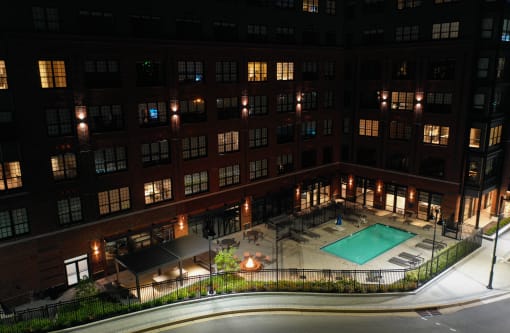 Outdoor Ariel Night View at The Met at Metro Centre Apartments, Maryland, 21117