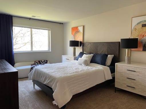 Primary Bedroom at St. Charles at Olde Court Apartments, Pikesville