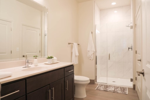 Contemporary Bathrooms at The Met at Metro Centre Apartments, Owings Mills, MD