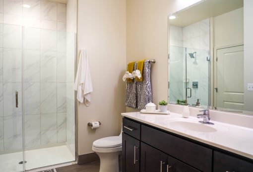 Contemporary Bathrooms at The Met at Metro Centre Apartments, Owings Mills, MD 21117