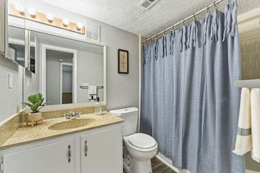 Bathroom with mirror and sink at The Reserve at Brookhaven, Atlanta, GA