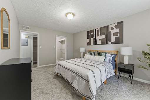 Bedroom with nightstand at The Reserve at Brookhaven, Atlanta, 30329