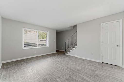 Room with staircase at Broadway at East Atlanta, Georgia