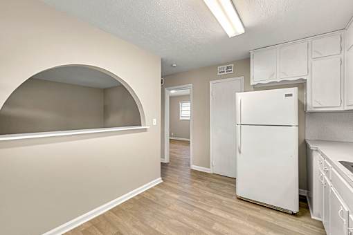 A kitchen with white appliances at Balfour 296, Lilburn