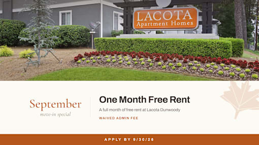 A sign for Lacota Apartment Homes advertises a September move-in special.