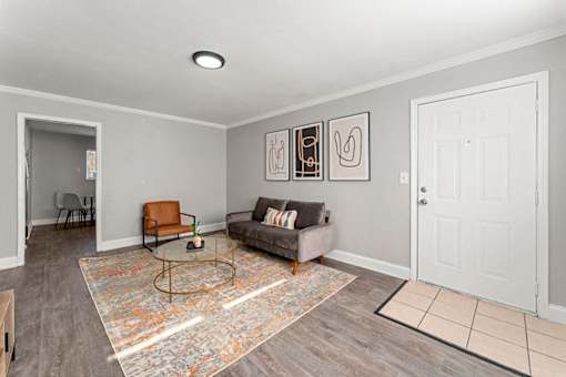 Living couch at Balfour East Lake Apartments, Atlanta