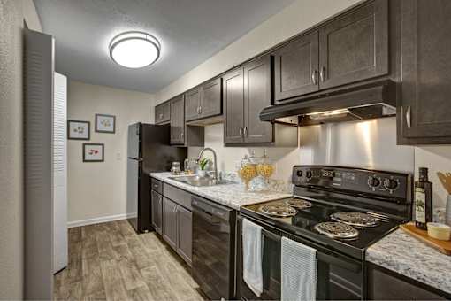 Kitchen with cabinets at Lacota Apartments, Georgia