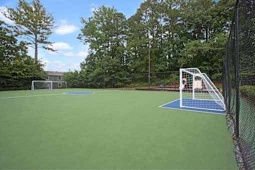 Goal post in soccer field at Lacota Apartments, Atlanta