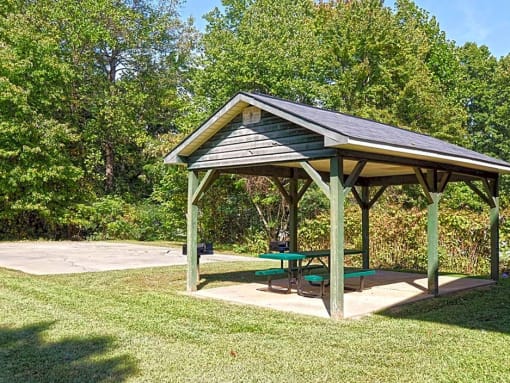 a picnic pavilion with a picnic table