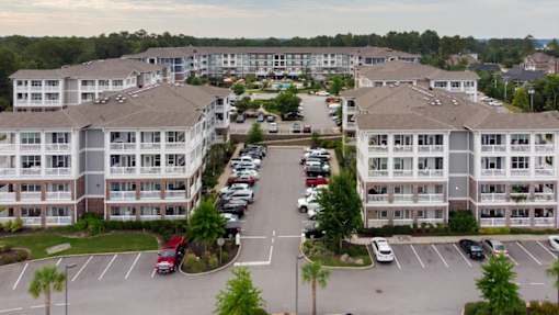 A parking lot in front of apartment buildings.at Residence at Marina Bay, Irmo South Carolina