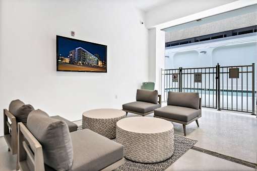 Living Area With Balcony at The Palms 1101, Columbia, SC