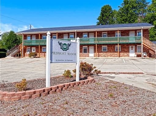 a building with a sign in front of it