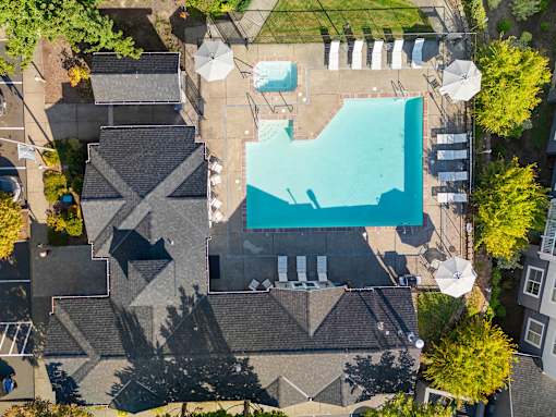 Drone Pool View at Summer Creek Apartments, Tigard