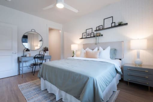 a room with a bed and some lights in it at Sonder Fields in Happy Valley, OR