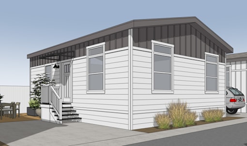 a rendering of a house with a car parked in front
