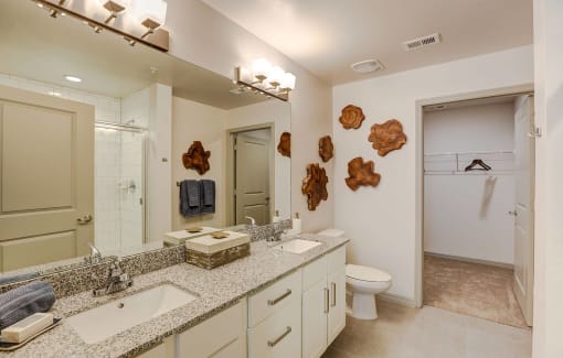 Primary Bathroom in two bedroom model apartment