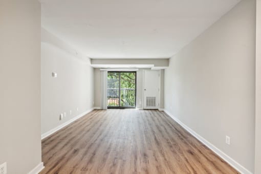 Open concept living and dining at Park Montgomery apartments located along the Purple Line in Silver Spring, MD.