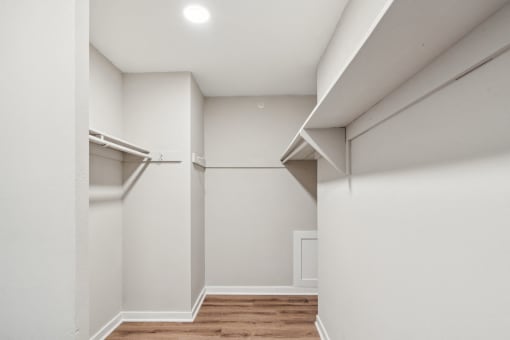 Large closets for extra storage at Park Montgomery apartments located along the Purple Line in Silver Spring, MD.