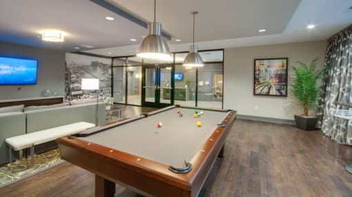 Resident lounge with modern furniture at Mulberry at Park